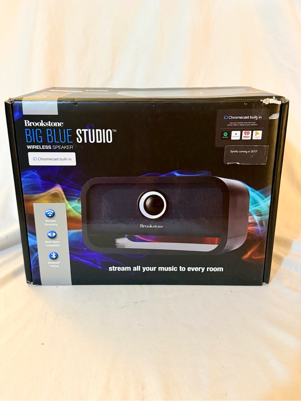 Brookstone  AD105A4BK Wireless  WiFi/Bluetooth Speaker Black New and TESTED